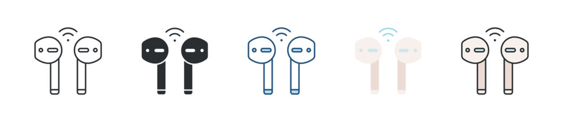 Earbuds Icon Set Multiple Style Collection