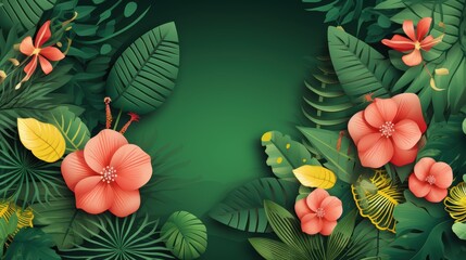 Lush Tropical Paradise: Vibrant Floral and Foliage Design
