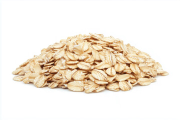 pile of fresh oatmeal isolated on white background