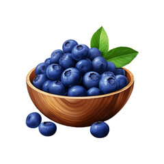 Fototapeta premium Wooden bowl of blueberry fruit on transparent backgroud
