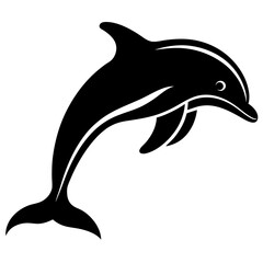 Obraz premium a smooth and playful black silhouette of a dolphin leaping out of the water, 