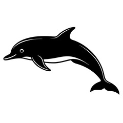 Fototapeta premium a smooth and playful black silhouette of a dolphin leaping out of the water, 