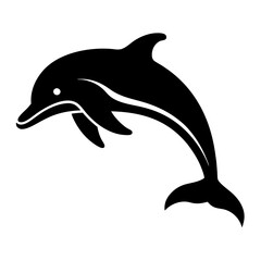 Obraz premium a smooth and playful black silhouette of a dolphin leaping out of the water, 