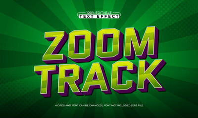 zoom track editable text effect with a race and speed text style
