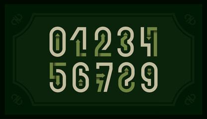 Numbers folded from paper ribbon, numerals 0 to 9 made in retro style