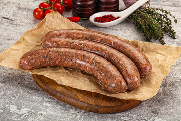 Raw beef and lamb sausages