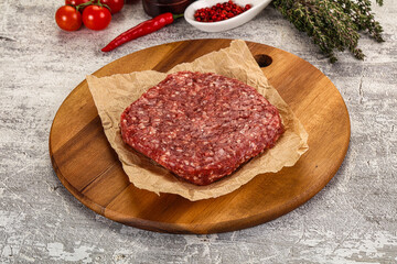 Raw beef burger cutlet for grill