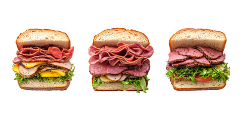 Pack Pastrami Set on Transparent Background for Deli, Sandwich, and Meat Illustrations