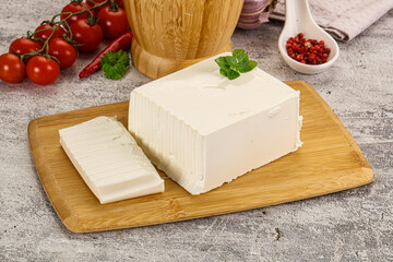 Soft Feta cheese piece with cut