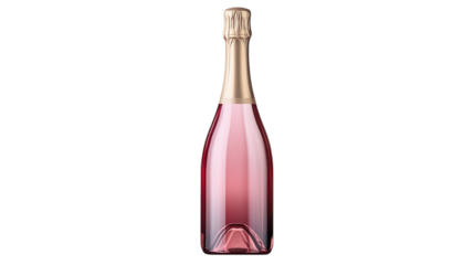 Pink champagne bottle with an elegant design, isolated on transparent background