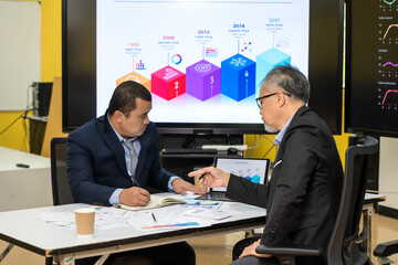 Male Asian businessmen working together in conference meeting