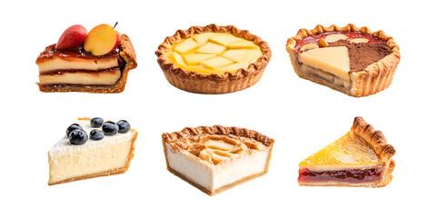 Pack Pies (Apple Pie & Cheesecake) Set on Transparent Background for Bakery, Food, and Dessert Illustrations
