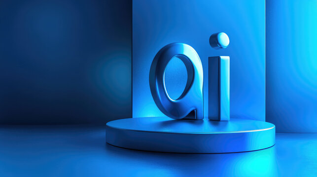 Minimalistic blue typography featuring the letters "Ai" in a futuristic 3D design, symbolizing technology, innovation, and modern digital aesthetics in a conceptual visual.