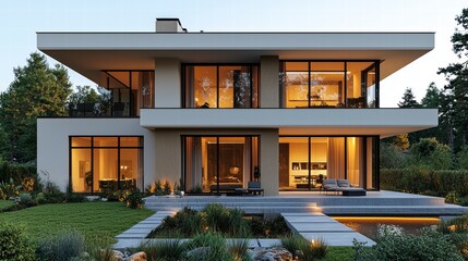 Fototapeta premium Modern Residential Architecture with Stunning Outdoor Environment