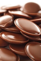 Naklejka premium Closeup of Delicious Chocolate Discs Melts