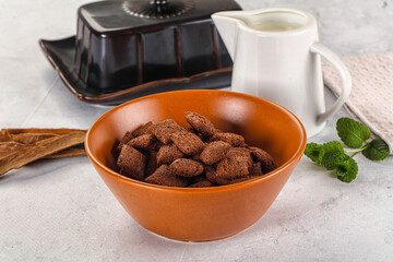 Dry sweet chocolate ceral flakes