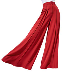 Elegant red wide summer pants isolated on transparent background