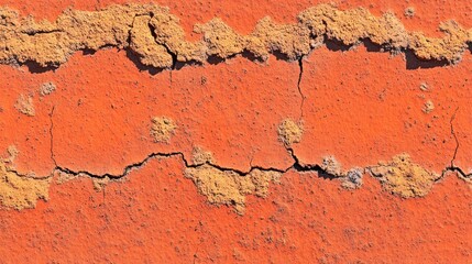 Fototapeta premium Cracked orange surface, arid texture