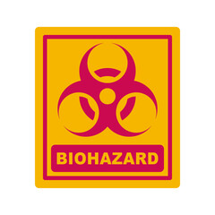 Biohazard Sign Flat design style, yellow sign with a biohazard symbol, ideal for laboratory safety, toxic waste warnings, and health hazard designs.
