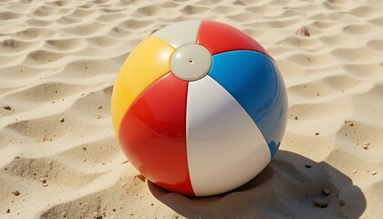 Obraz premium Beach Ball on Sandy Shore: Summer Fun & Vacation Vibes