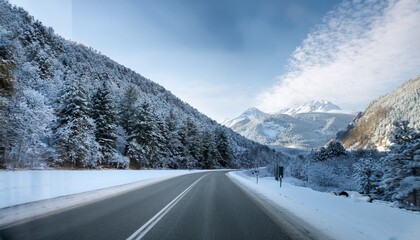 driving in winter in the mountains