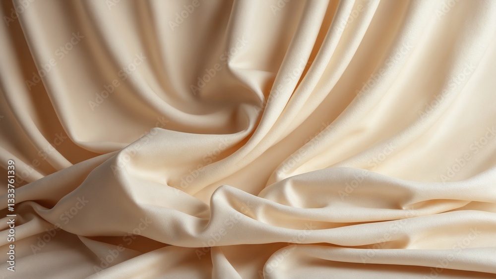 Poster Elegant fabric drape with soft flowing folds in neutral tones creating a calm and serene studio background perfect for product shots fashion photography or 