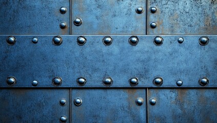 Fototapeta premium Heavy metal plate with rivets