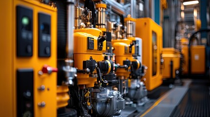 Industrial Machinery in Bright Yellow with Focus on Pump Systems
