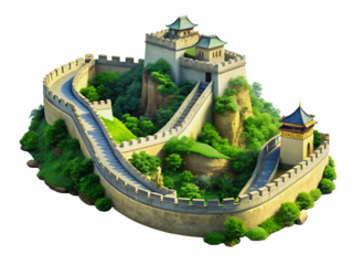 3D Render of the Great Wall of China in a travel concept design