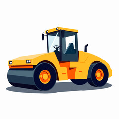Asphalt roller illustration, flat vector design, construction theme