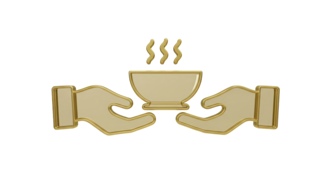 Isolated Hand Serving Warm Bowl - Depicting Caring