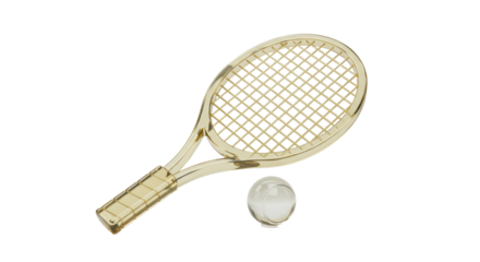 Isolated Golden Tennis Racket - Sporting Action