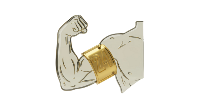 Isolated Bicep Muscle with Number 24 - Represents Sports Success
