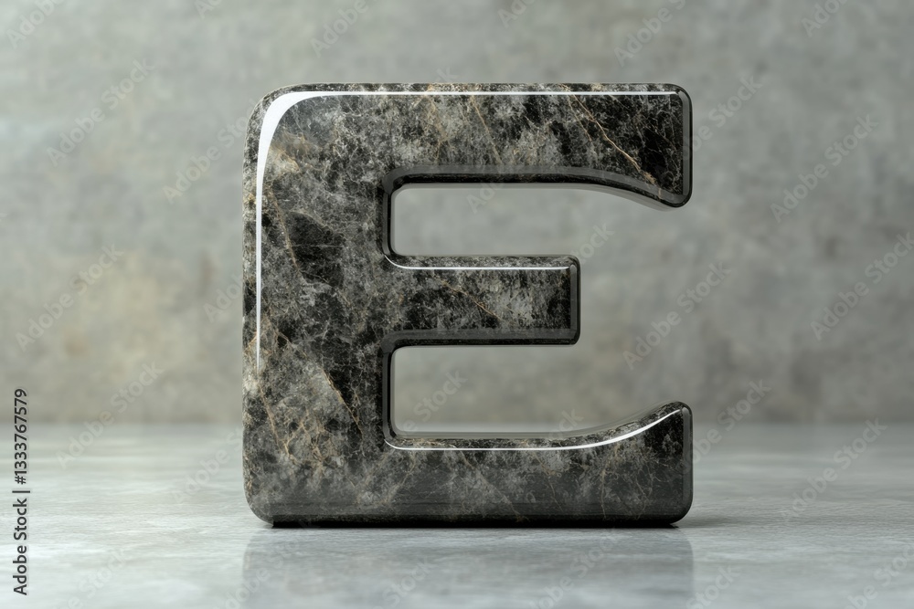 Fototapete the letter e is made of stone and has a sharp, angular shape