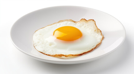 Fried Egg on White Plate SunnySide Up Closeup Food Photography
