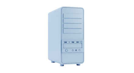 Isolated Majestic Blue Computer Tower, Signifying Advanced Technology and Immense Computing Power
