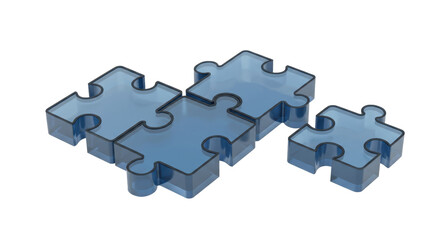 Isolated Transparency Puzzle Pieces Connecting: A 3D Solution Concept