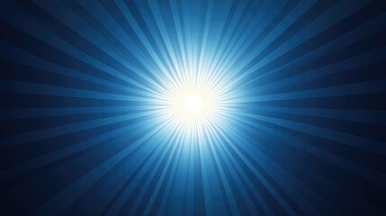 Abstract radiating light burst, vibrant blue background, possible use as graphic element or website background