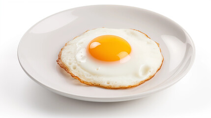 Fried Egg on White Plate SunnySide Up Breakfast Food
