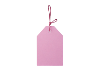 a stylish and minimalist pink tag, on white background