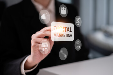 Digital marketing business online technology cyberspace strategy network social media concept