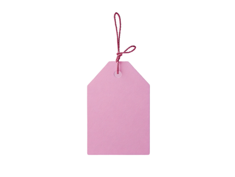a stylish and minimalist pink tag, on transparent background