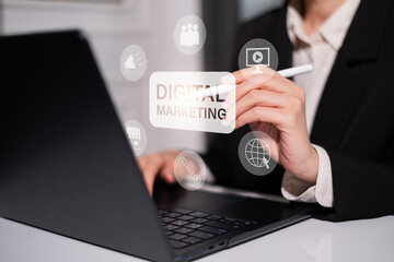 Digital marketing business online technology cyberspace strategy network social media concept