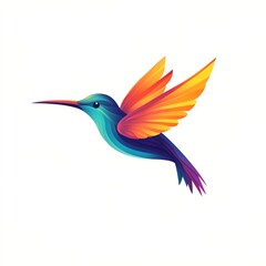 Obraz premium Vibrant Hummingbird in Flight, a Colorful Masterpiece of Artistic Expression, Graceful Wings