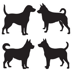 dog silhouettes vector icon set