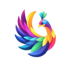 Obraz premium VibrantRainbowPeacockDesignModernArtAbstractFeathersGracefulPoseColorfulBird