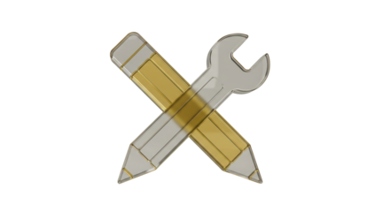 Isolated Crossed Wrench and Pencil, Signifying Creative Problem-Solving, Skilled Craftsmanship, and Engineering Design Expertise
