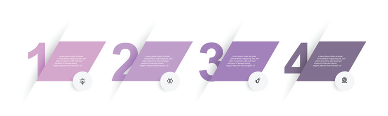 Design template infographic vector element. 4 step process infographic with icons and paper style. Vector timeline can be used for workflow, business presentation and web graphic design.