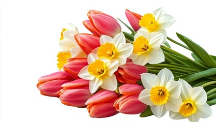 Spring floral bouquet, tulips and daffodils