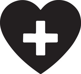 Obraz premium World health day vector icon. Love shape with plus silhouette using black color.